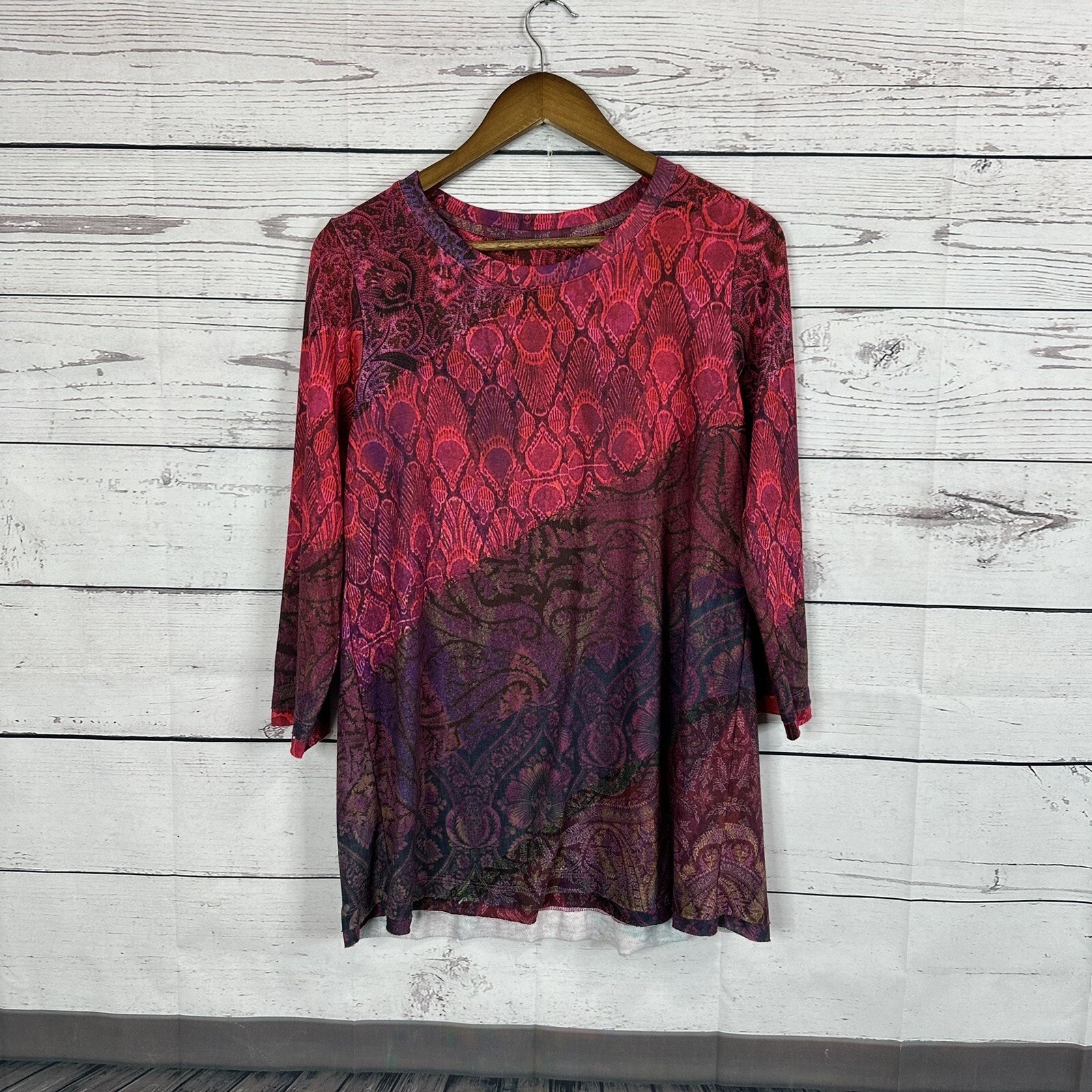 Soft Surroundings Top Tunic Womens Small Pink Whimsical Fairy Boxy Lagenlook
